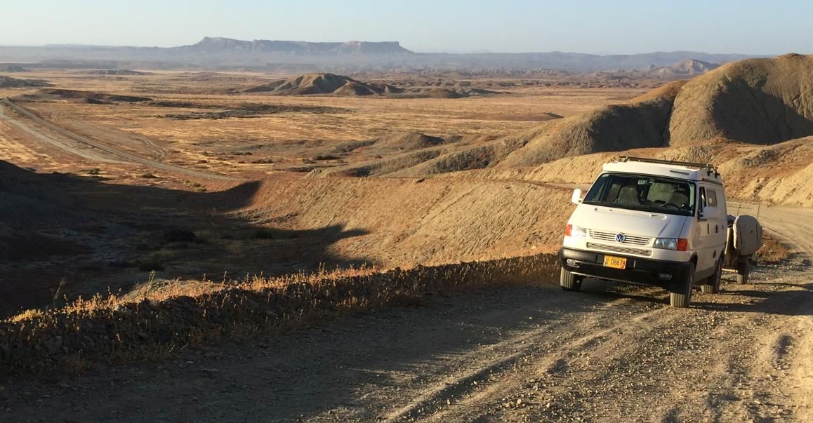 Dirt road and the van